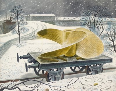 Vis sans fin du Navire sur un Wagon de Chemin de Fer, début 20ème siècle - Eric Ravilious