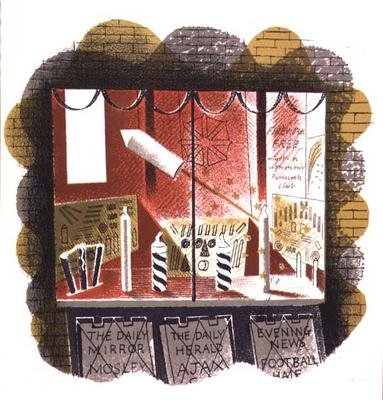 Le marchand de journaux, imprimé par la Curwen Press, de High Street, par J.M. Richards, publié par Country Life, 1938 (ensemble de 24) - Eric Ravilious