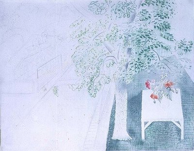 Vase de coquelicots sous un arbre - Eric Ravilious