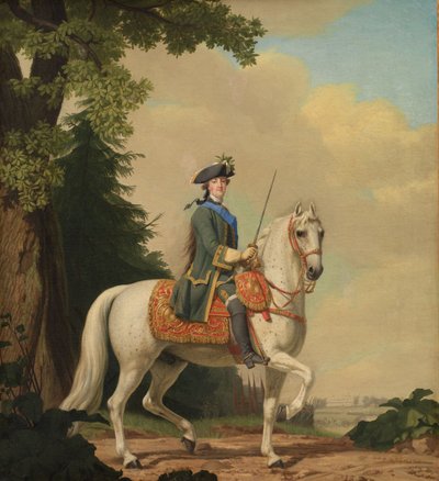 Portrait équestre de Catherine II 1729-1796 en uniforme de garde sur son cheval Brilliant - Erichsen