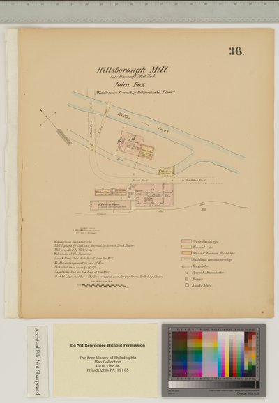 Plan pour Hillsborough Mill, Middletown Township, Delware, illustration de 