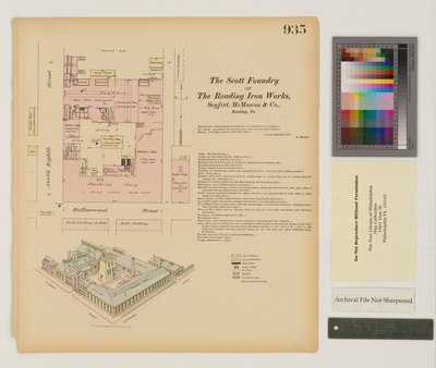 Plan pour Reading Iron Works, Scott Foundry, Pennsylvanie, septembre 1875 - Ernest Hexamer