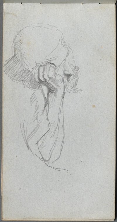 Carnet de croquis, page 16 : Figure mélancolique - Jean Louis Ernest Meissonier