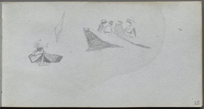 Carnet de croquis, page 25 : Études de figures dans des bateaux - Ernest Meissonier
