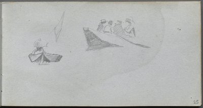 Carnet de croquis, page 25 : Études de figures dans des bateaux - Jean Louis Ernest Meissonier