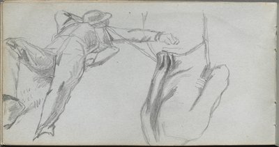 Carnet de croquis, page 58 : Figure allongée et figure de dos - Jean Louis Ernest Meissonier