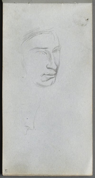 Carnet de croquis, page 61 : Visage, profil de 3/4 - Ernest Meissonier