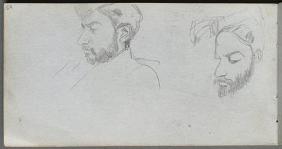Carnet de croquis, page 65 : Étude de visages de profil - Ernest Meissonier