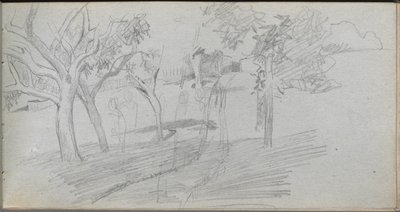 Carnet de croquis, page 74 : Étude de paysage - Ernest Meissonier