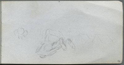 Carnet de croquis, page 97 : Étude de figures, bâtiments - Jean Louis Ernest Meissonier