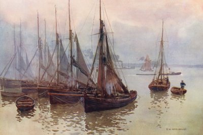 Rivière Thames : La flotte de crevettiers, Gravesend - Ernest William Haslehust