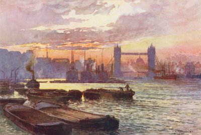 La Tamise : Le Tower Bridge - Ernest William Haslehust