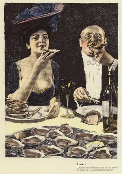 Manger des huîtres dans un restaurant - Ernst (after) Heilemann
