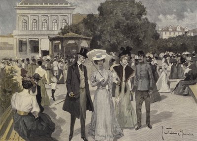 Devant le pavillon de musique à Franzensbad - Ernst Heilemann