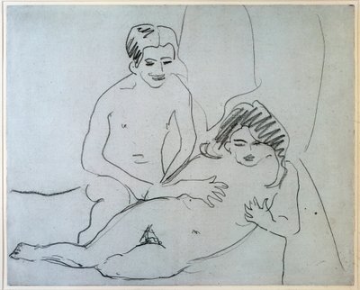 Couple nu allongé sur un lit - Ernst Ludwig Kirchner
