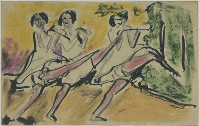 Trois danseuses (carte postale à Otto et Maschka Mueller) - Ernst Ludwig Kirchner
