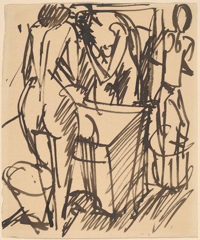 Nu avec un miroir, debout devant un lavabo - Ernst Ludwig Kirchner