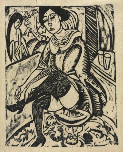 Femme mettant ses chaussures - Ernst Ludwig Kirchner