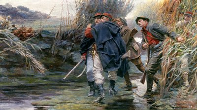Les frères Enrico et Giovanni Cairoli le long du Tibre en direction de la Villa Glori pour libérer Rome du gouvernement papal. - Erulo Eroli