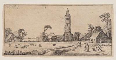Chemin à droite menant à un village, extrait de Paysages - Esaias van den Velde I