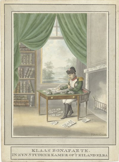 Caricature de Napoléon dans son étude à Elbe - Esser Wijnand