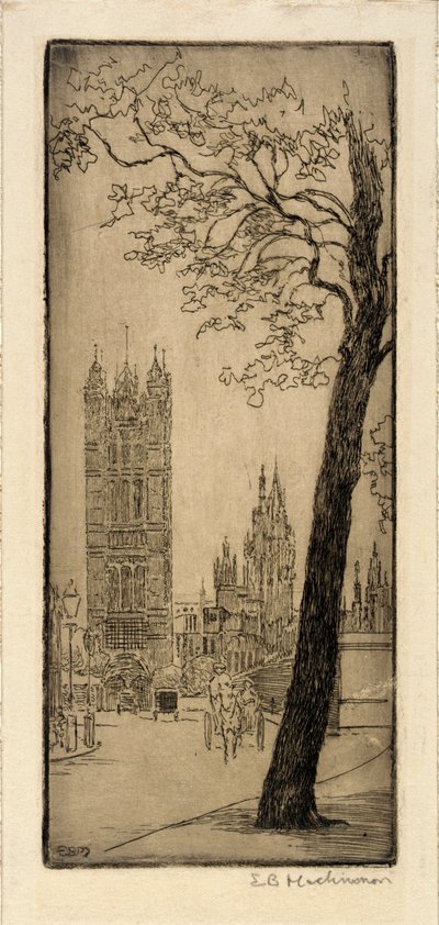 Scène de Londres avec église - Esther Blaikie MacKinnon