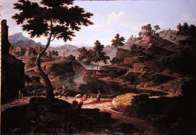 Paysage classique avec figures et ruines - Etienne Allegrain