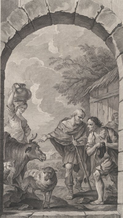 La Chapelle des Enfants-Trouvés à Paris: Groupe de bergers devant une chaumière, 1757 - Etienne Fessard