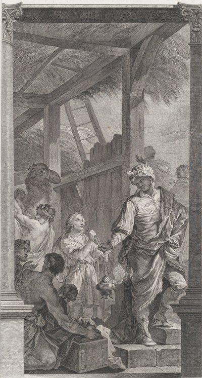 La chapelle des Enfants-Trouvés à Paris : Le Roi mage Balthazar et sa suite, 1752 - Etienne Fessard