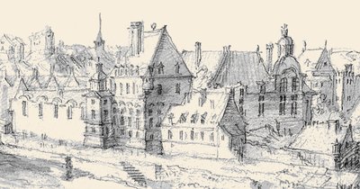 Martellange, Vue de Paris 1620 - Ashmolean Museum (détail avec Hôtel de Nevers) (ajusté) - Etienne Martellange