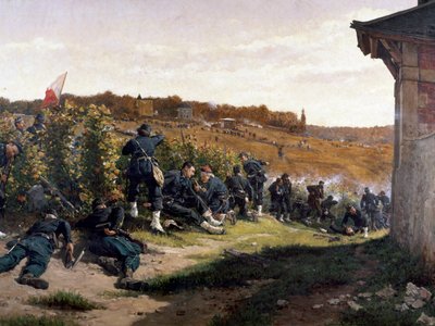 Les Tirailleurs de la Seine à la bataille de Rueil-Malmaison, 21 octobre 1870, détail - Etienne Prosper Berne Bellecour