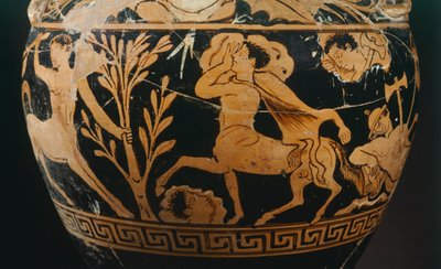 Amphore par le Peintre de la Centauromachie, détail montrant un centaure. Poterie à figures rouges de Porano (Ombrie). Civilisation étrusque, IVe siècle av. J.-C. - Etruscan