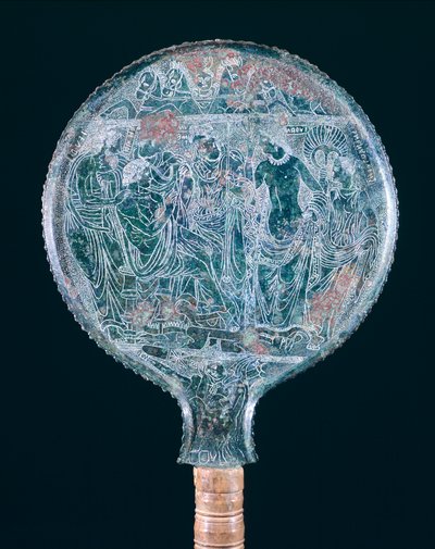 Miroir en bronze gravé, de Todi (Ombrie). Civilisation étrusque, IVe siècle av. J.-C. - Etruscan