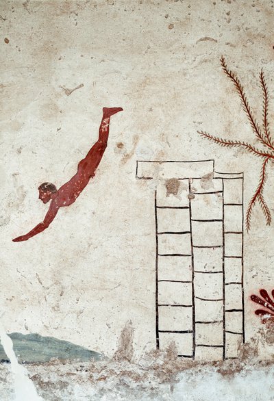 Art étrusque : Un jeune nageur plongeant. Détail - Etruscan