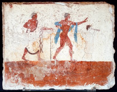 Art étrusque : un jeune éphèbe, un musicien et un maître de cérémonie - Etruscan