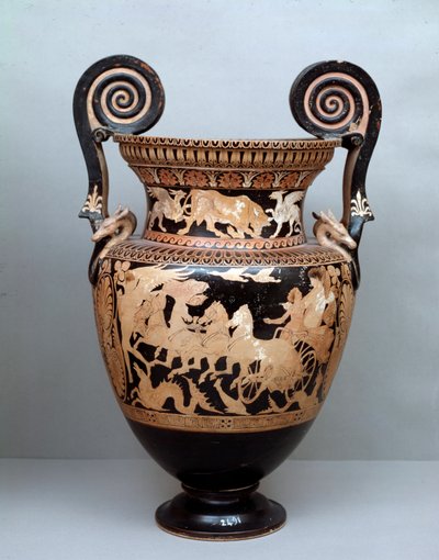 Civilisation étrusque : cratère en terre cuite avec volutes représentant l
