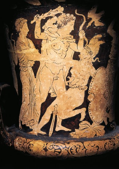 Italie, Ombrie, Pérouse, Cratère à calice à figures rouges (vase utilisé pour mélanger le vin et l