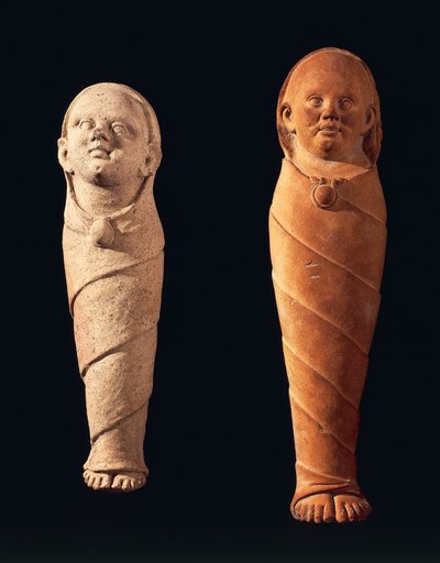 Ex-voto en terre cuite avec bébés, de la stipe votive, de Tessennano (Latium). Civilisation étrusque, IVe siècle av. J.-C. - Etruscan