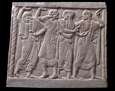 Scène de danse, bas-relief de pierre tombale en marbre - Etruscan Etruscan