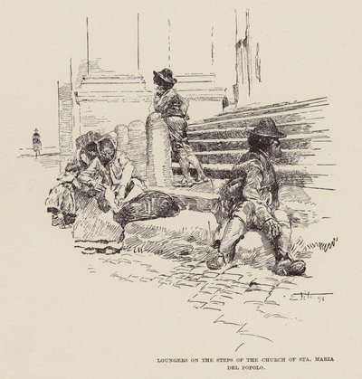 Flâneurs sur les marches de l
