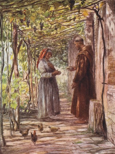 Frère Masseo est nommé portier - Eugene (after) Burnand