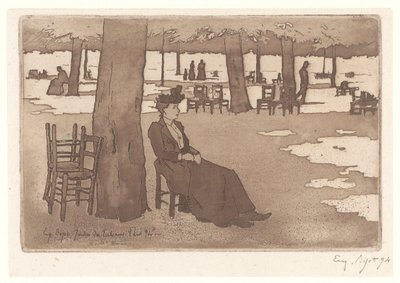 Femme dans le Jardin des Tuileries à Paris - Eugene Bejot