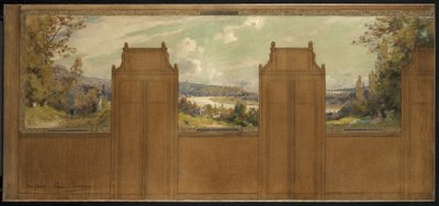 Esquisse pour la mairie de Bagneux (?): paysage de Joinville à Nogent, vers 1907 - Eugene Bourgeois