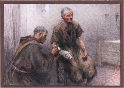 Frère Bentivoglia soigne un lépreux - Eugene Burnand