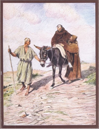 Saint François descendant du Mont La Verna avec le frère Léo après l