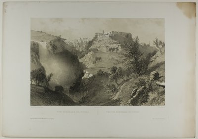 Vue générale de Tivoli, planche dix-sept de Italie Monumentale et Pittoresque - Eugene Ciceri