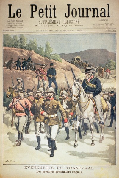 Événements au Transvaal : les premiers prisonniers anglais, couverture de Le Petit Journal, 29 octobre 1899 - Eugene Damblans
