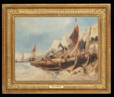Bateaux de pêche sur la plage, Bretagne - Eugene Deshayes