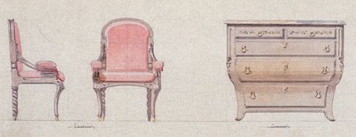 Fauteuil et commode pour la Chambre Dorée - Eugene Emmanuel Viollet le Duc
