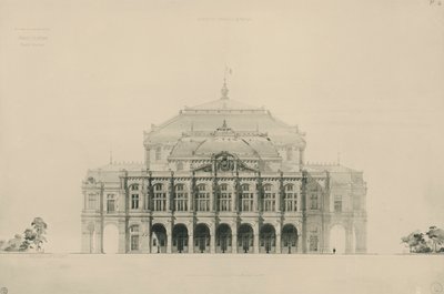 France, Paris, Dessins soumis par Viollet le Duc pour la construction du nouvel opéra de Paris - Eugene Emmanuel Viollet le Duc